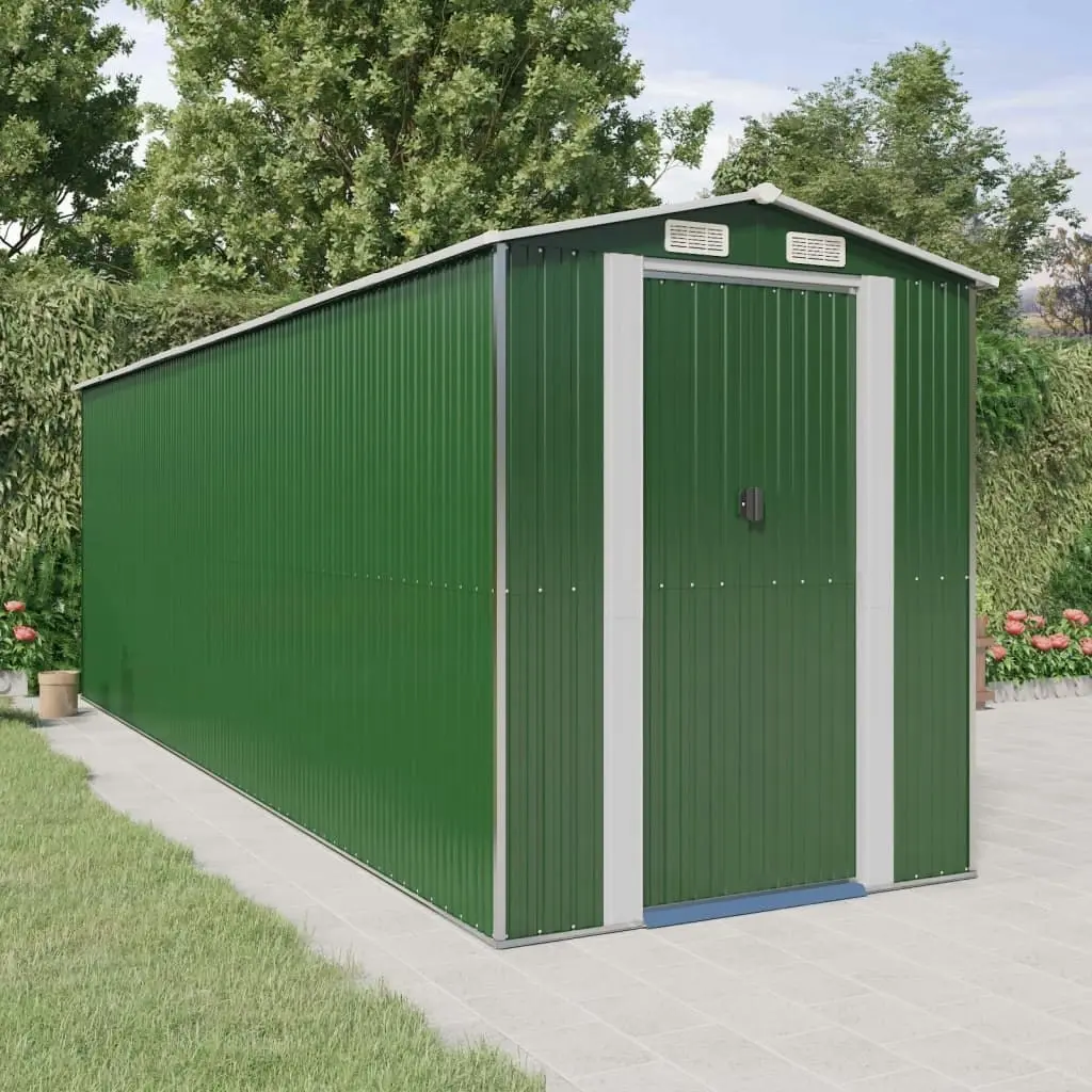 Garden Shed Green 192x606x223 cm Galvanised Steel 3147432