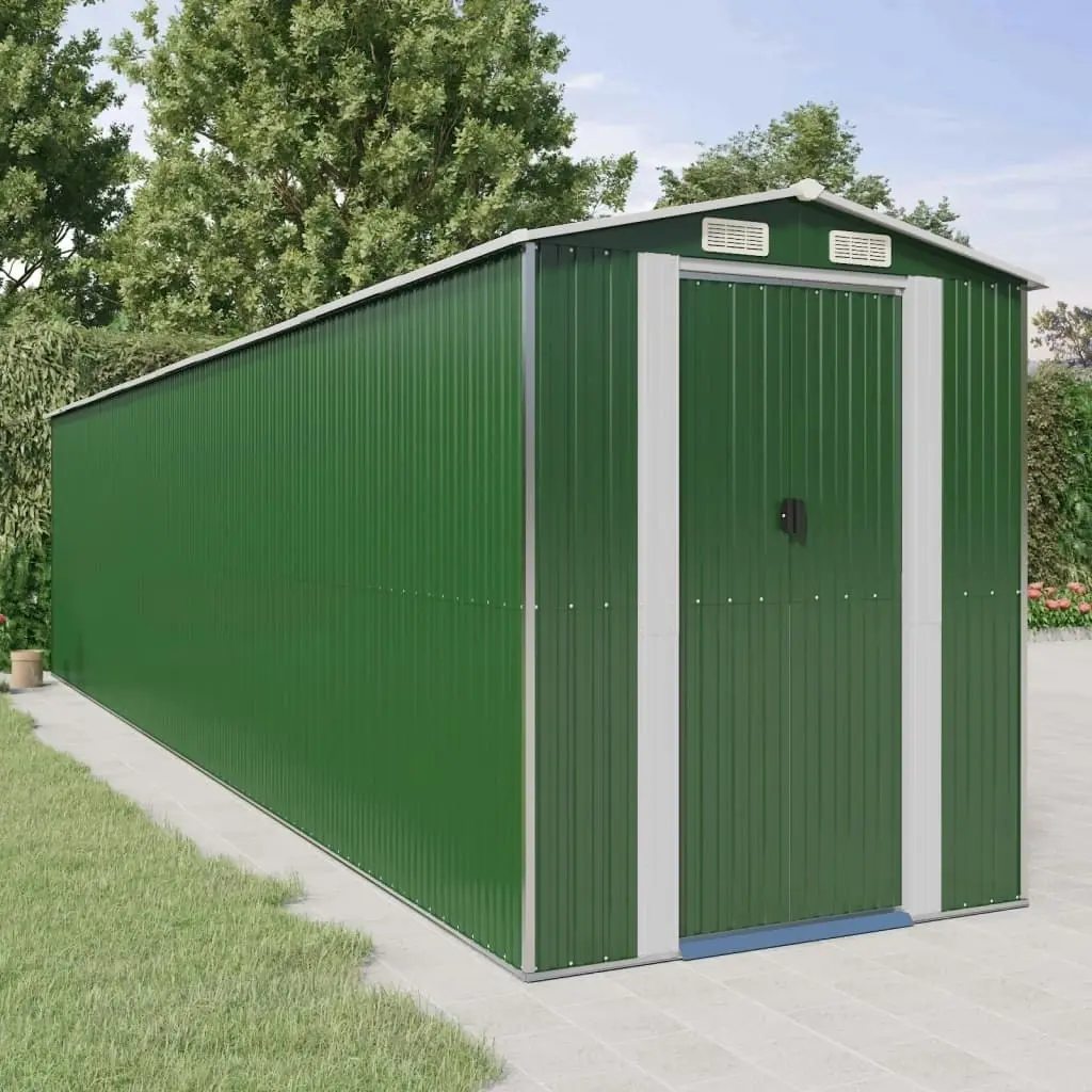 Garden Shed Green 192x855x223 cm Galvanised Steel 3147435