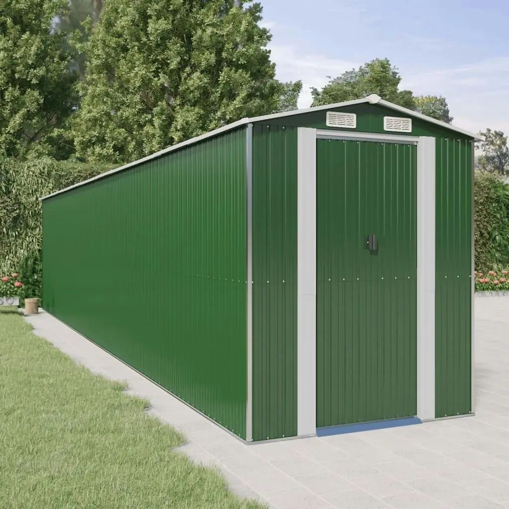 Garden Shed Green 192x938x223 cm Galvanised Steel 3147436