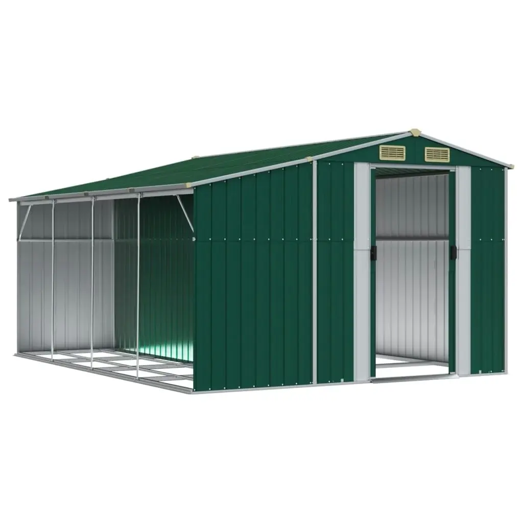 Garden Shed Green 277x365.5x179 cm Galvanised Steel 3188288