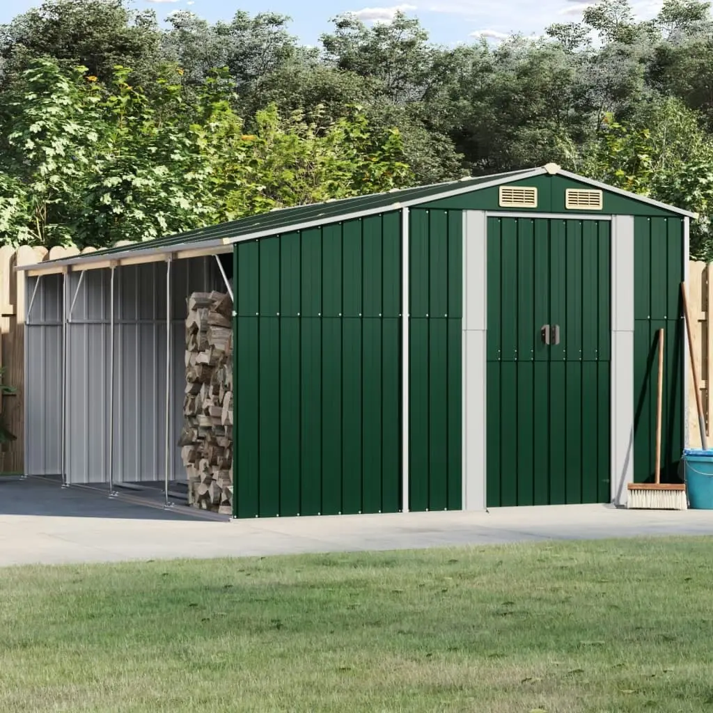 Garden Shed Green 277x365.5x179 cm Galvanised Steel 3188288