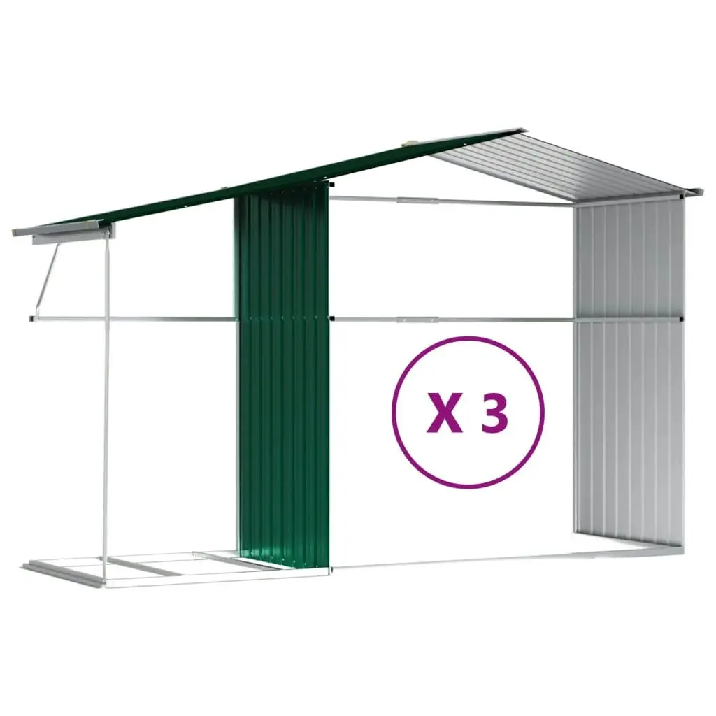 Garden Shed Green 277x365.5x179 cm Galvanised Steel 3188288