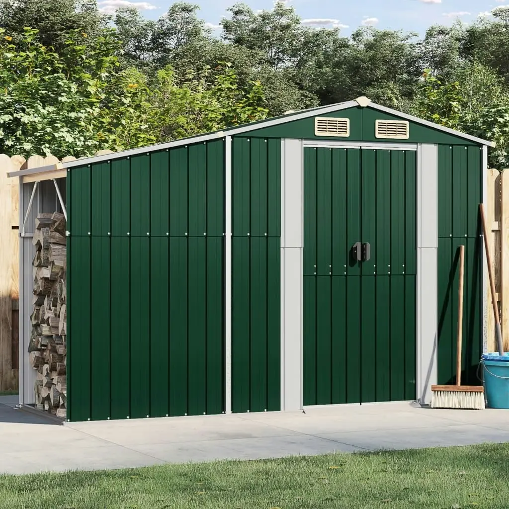 Garden Shed Green 277x93x179 cm Galvanised Steel 364514