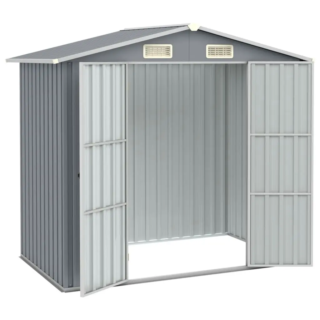 Garden Shed Grey 205x129x183 cm Galvanised Steel 46298