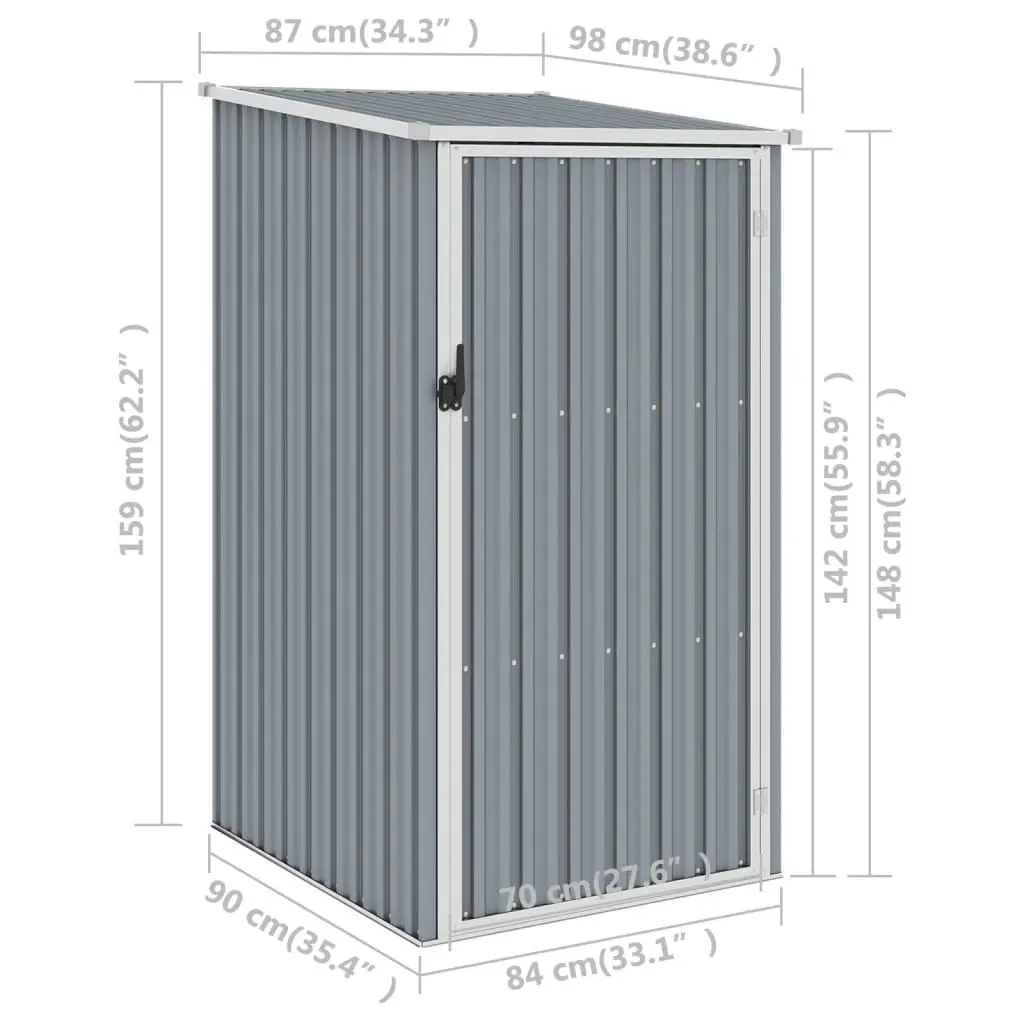 Garden Shed Grey 87x98x159 cm Galvanised Steel 46290