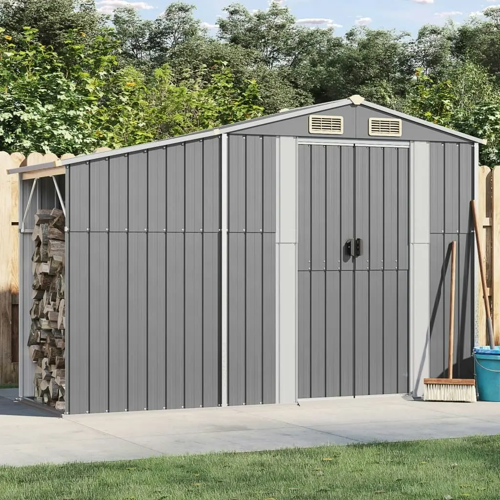 Garden Shed Grey 277x93x179 cm Galvanised Steel 364516