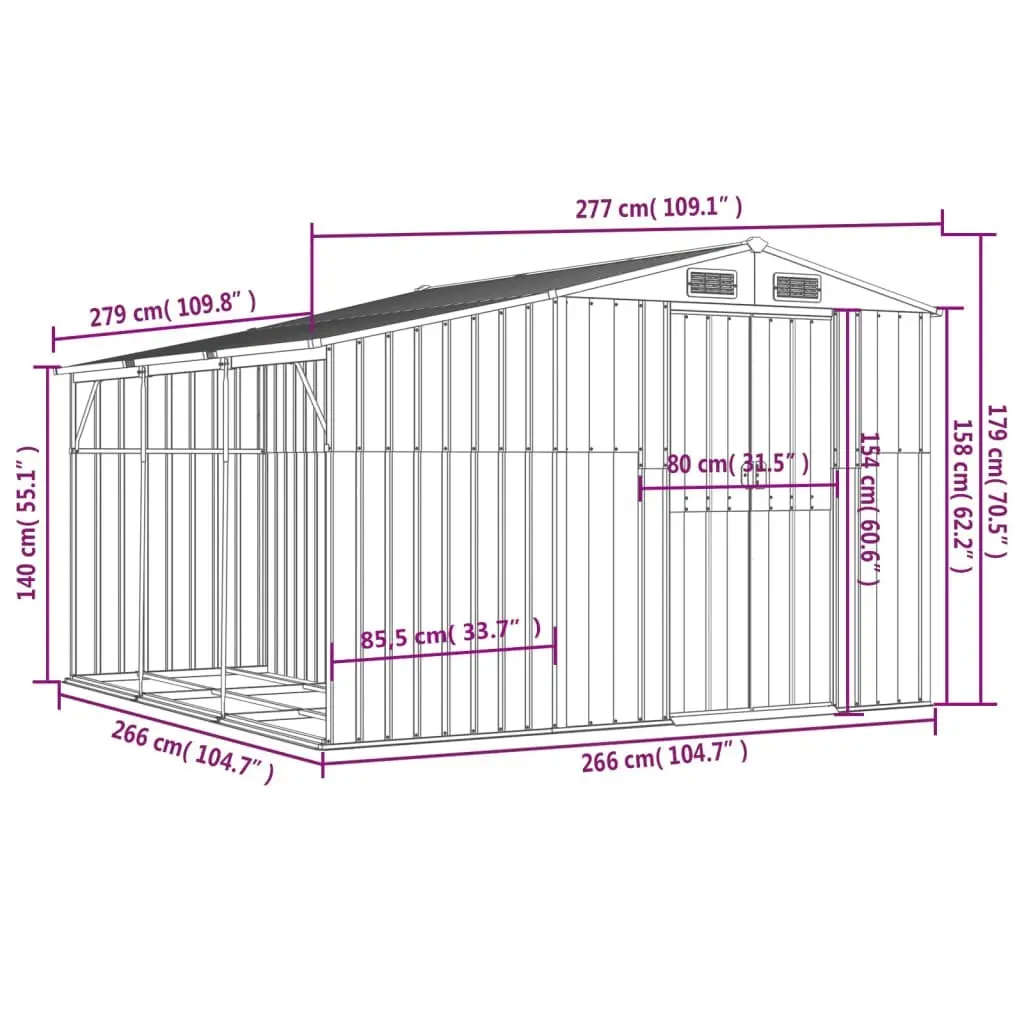 Garden Shed Light Brown 277x279x179 cm Galvanised Steel 3188299