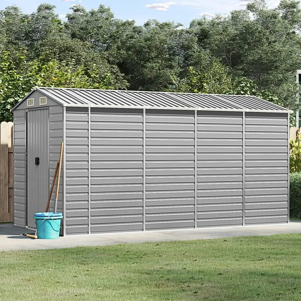 Garden Shed Light Grey 191x385x198 cm Galvanised Steel 3188245