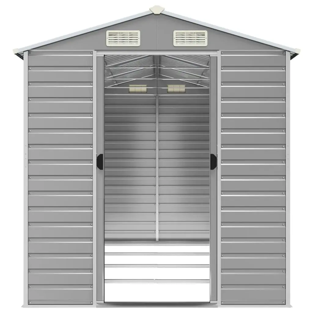 Garden Shed Light Grey 191x385x198 cm Galvanised Steel 3188245