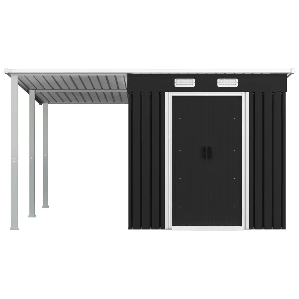 Garden Shed with Extended Roof Anthracite 336x270x181 cm Steel 144040