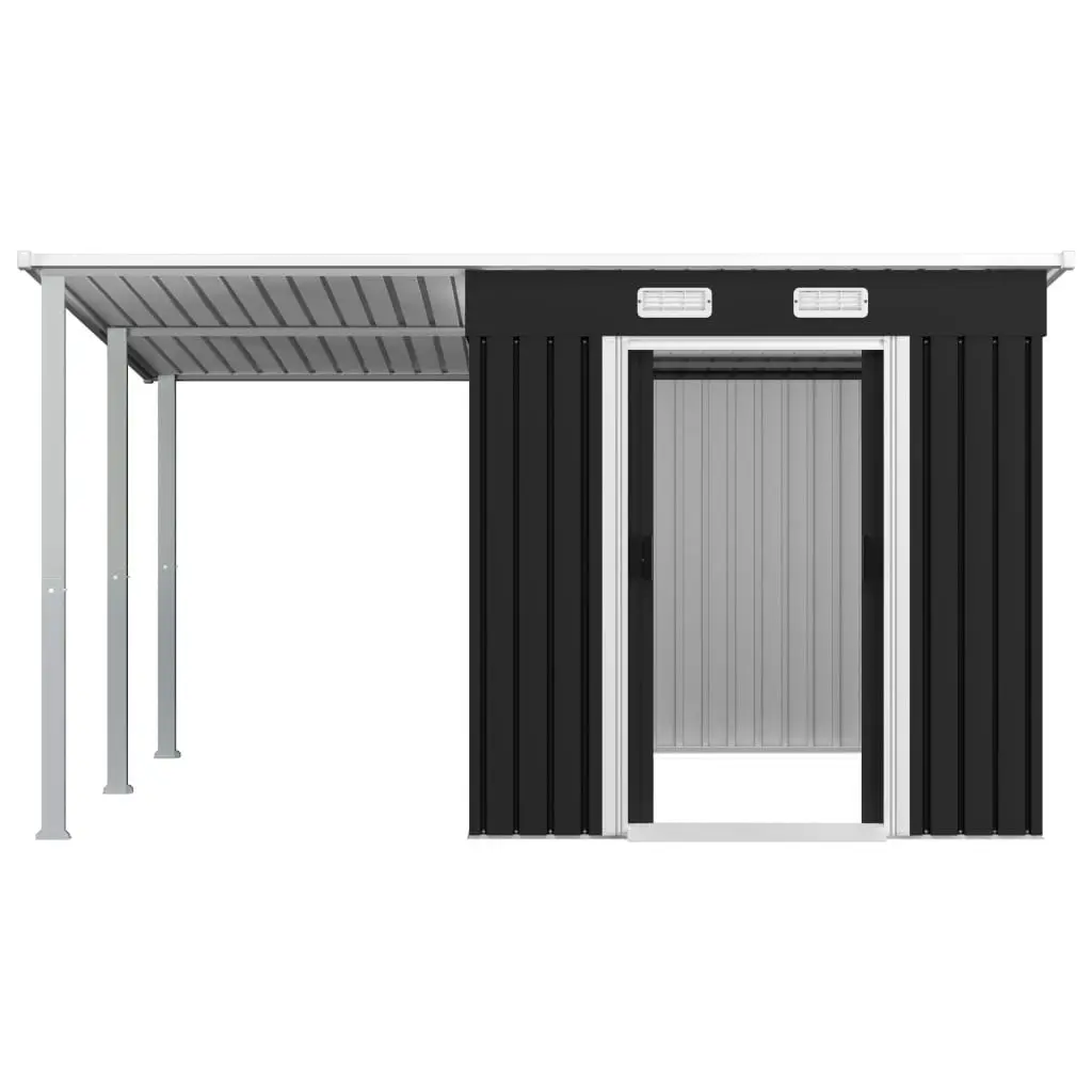 Garden Shed with Extended Roof Anthracite 336x270x181 cm Steel 144040