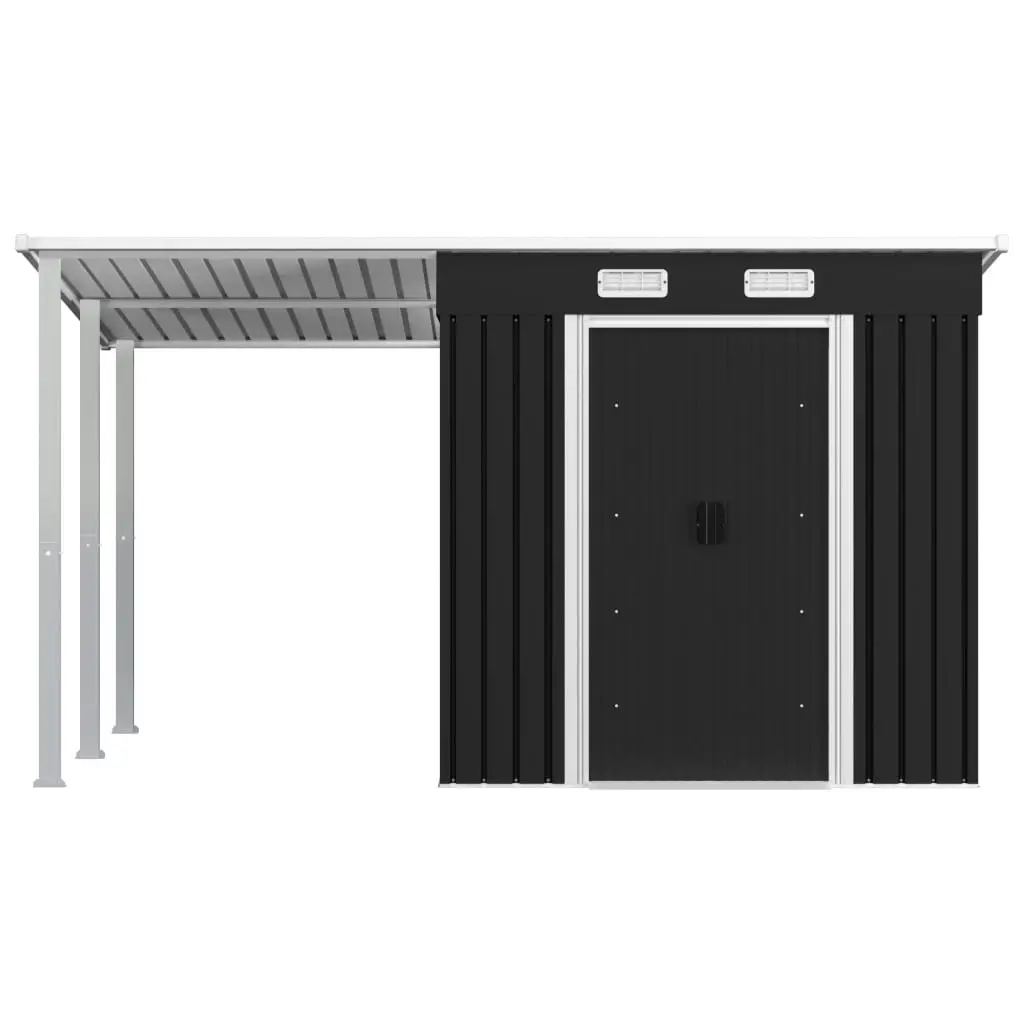 Garden Shed with Extended Roof Anthracite 346x193x181 cm Steel 144036