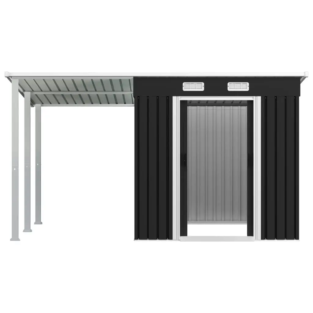 Garden Shed with Extended Roof Anthracite 346x193x181 cm Steel 144036