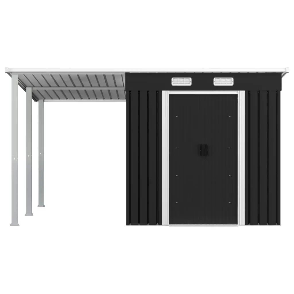 Garden Shed with Extended Roof Anthracite 346x236x181 cm Steel 144038