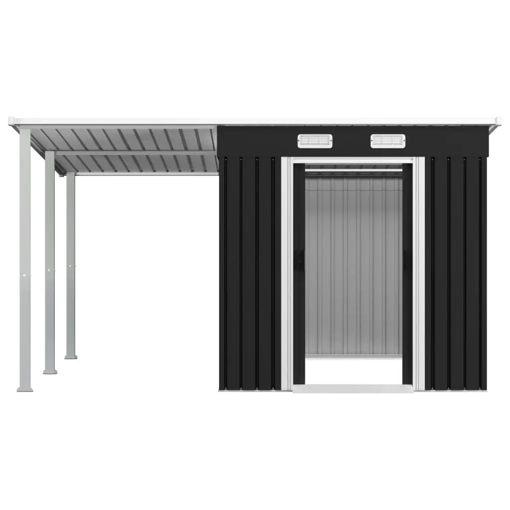 Garden Shed with Extended Roof Anthracite 346x236x181 cm Steel 144038