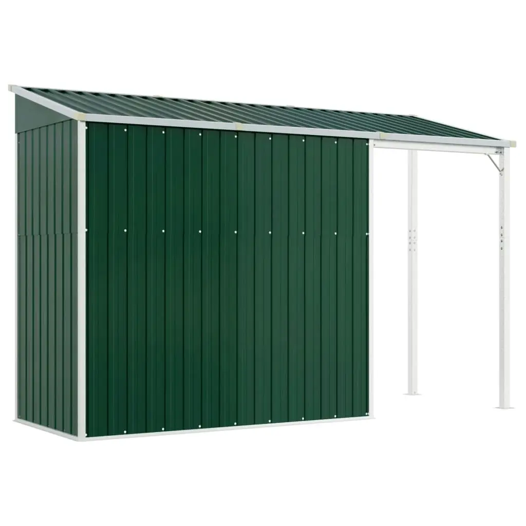 Garden Shed with Extended Roof Green 277x110.5x181 cm Steel 364524