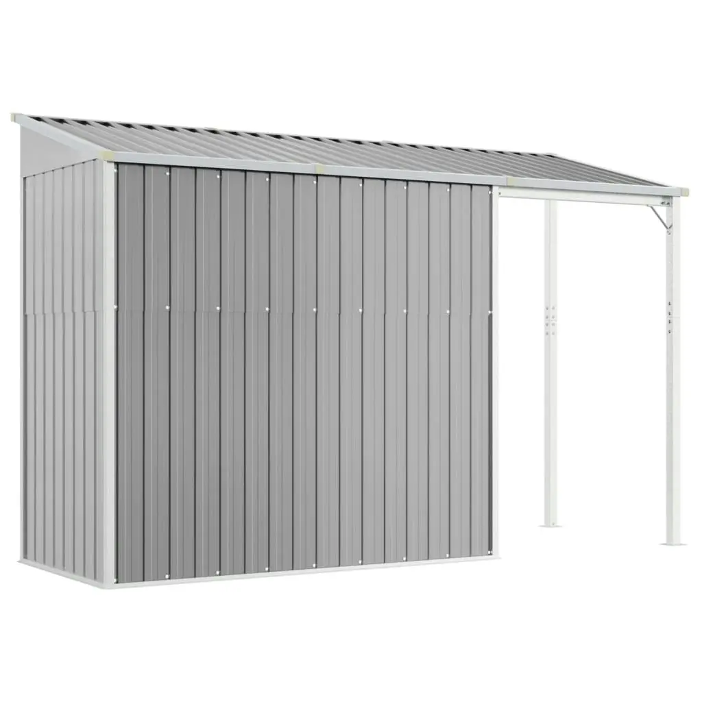 Garden Shed with Extended Roof Light Grey 277x110.5x181 cm Steel 364525