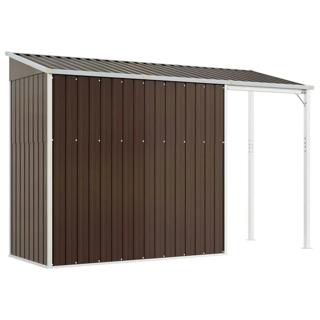 Garden Shed with Extended Roof Brown 277x110.5x181 cm Steel 364527