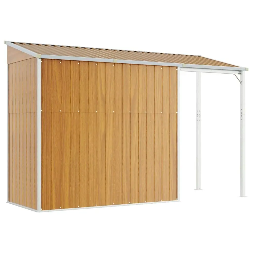 Garden Shed with Extended Roof Light Brown 277x110.5x181 cm Steel 364528