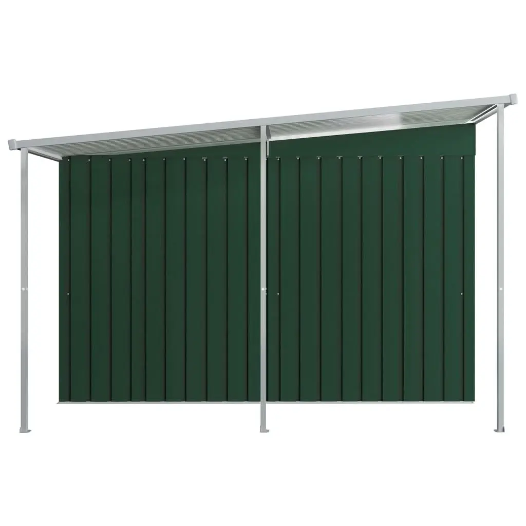 Garden Shed with Extended Roof Green 336x270x181 cm Steel 144041