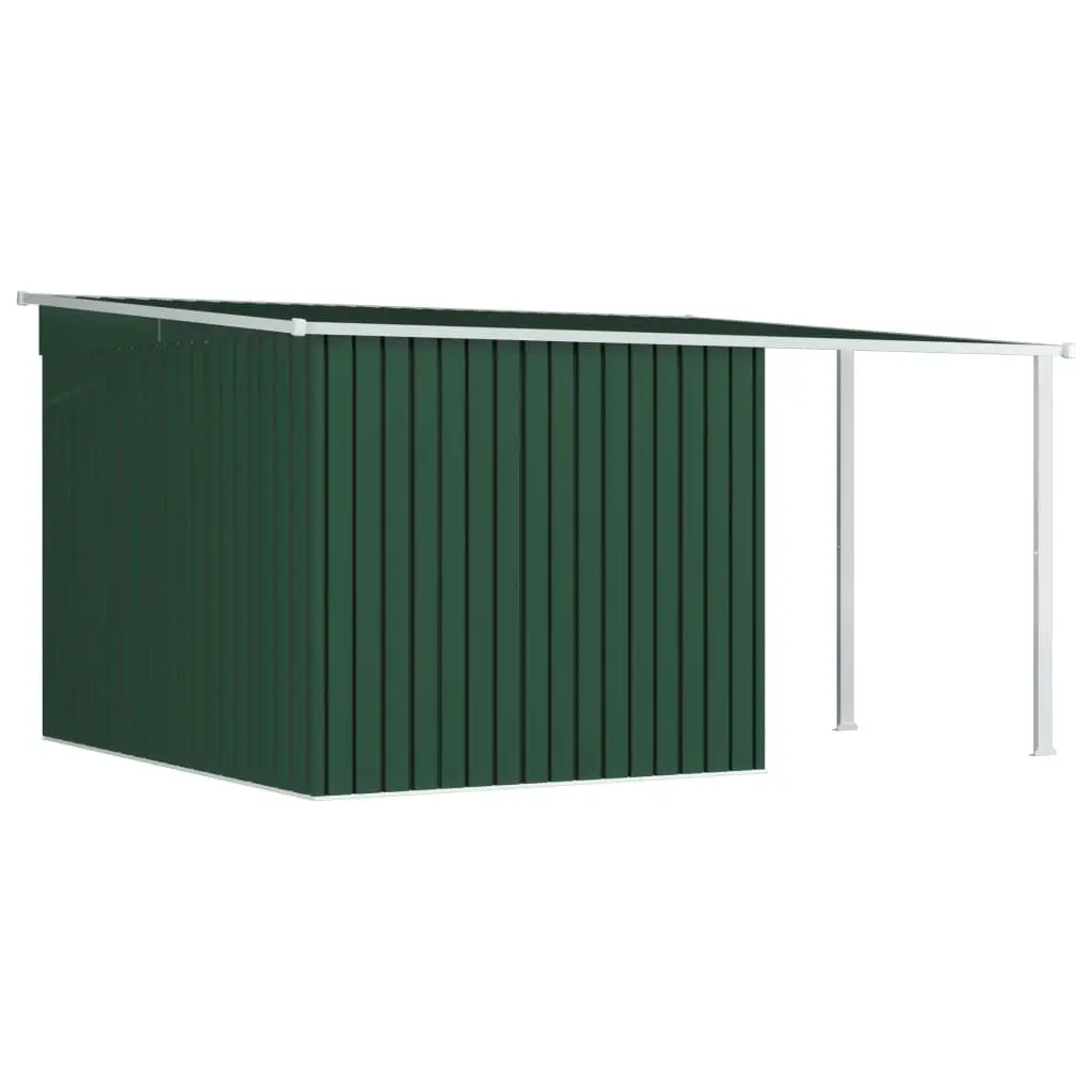 Garden Shed with Extended Roof Green 336x270x181 cm Steel 144041