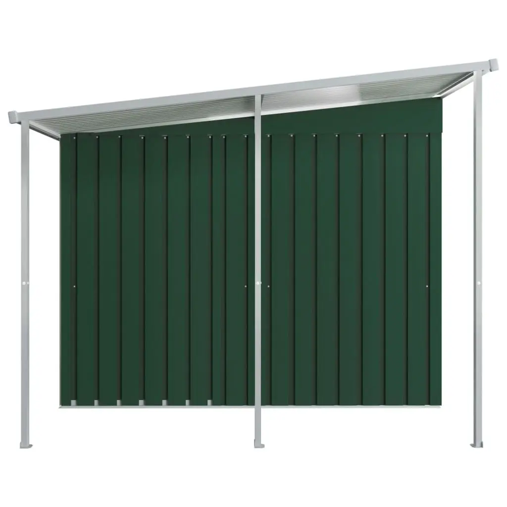 Garden Shed with Extended Roof Green 346x236x181 cm Steel 144039