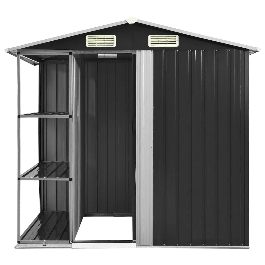 Garden Shed with Rack Anthracite 205x130x183 cm Iron 47106