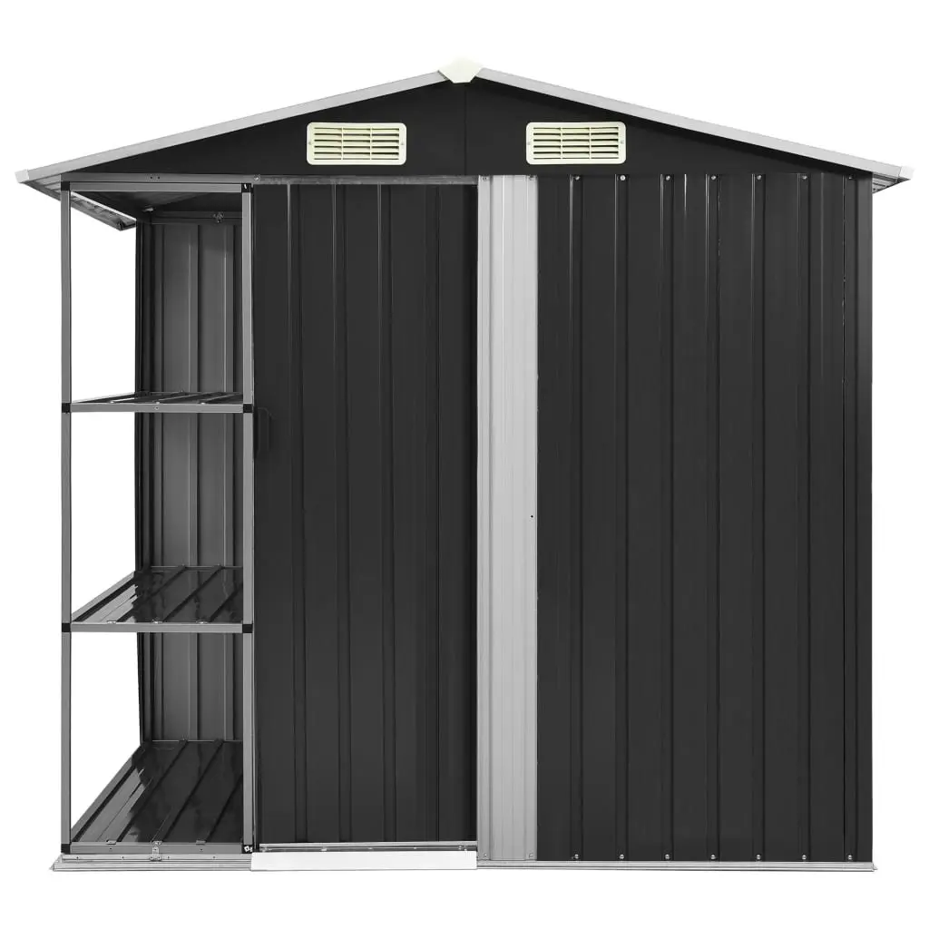 Garden Shed with Rack Anthracite 205x130x183 cm Iron 47106