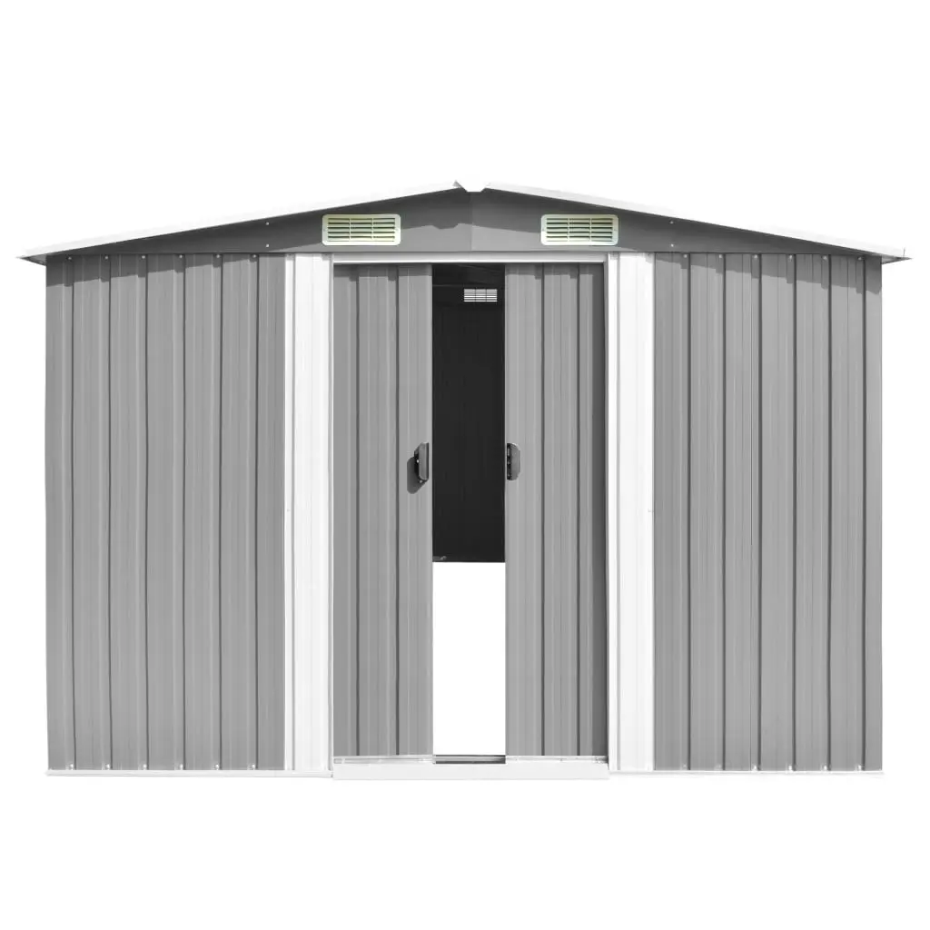 Garden Shed 257x580x181 cm Metal Grey 143353