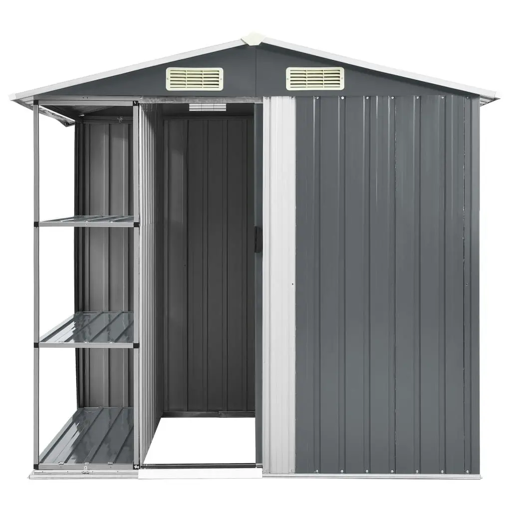 Garden Shed with Rack Grey 205x130x183 cm Iron 47103