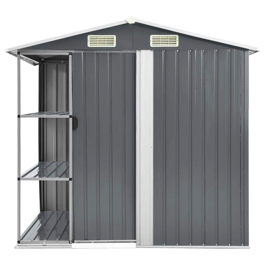 Garden Shed with Rack Grey 205x130x183 cm Iron 47103