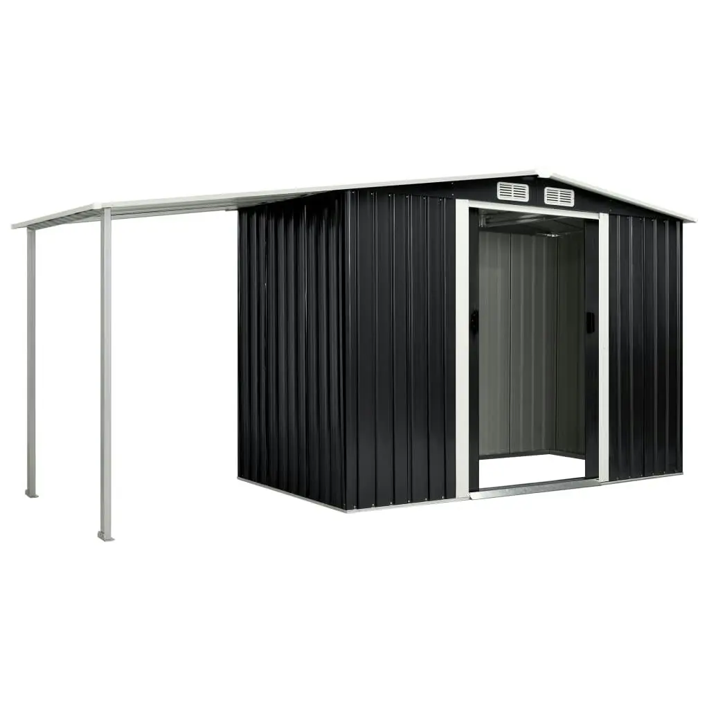 Garden Shed with Sliding Doors Anthracite 386x131x178 cm Steel 144026