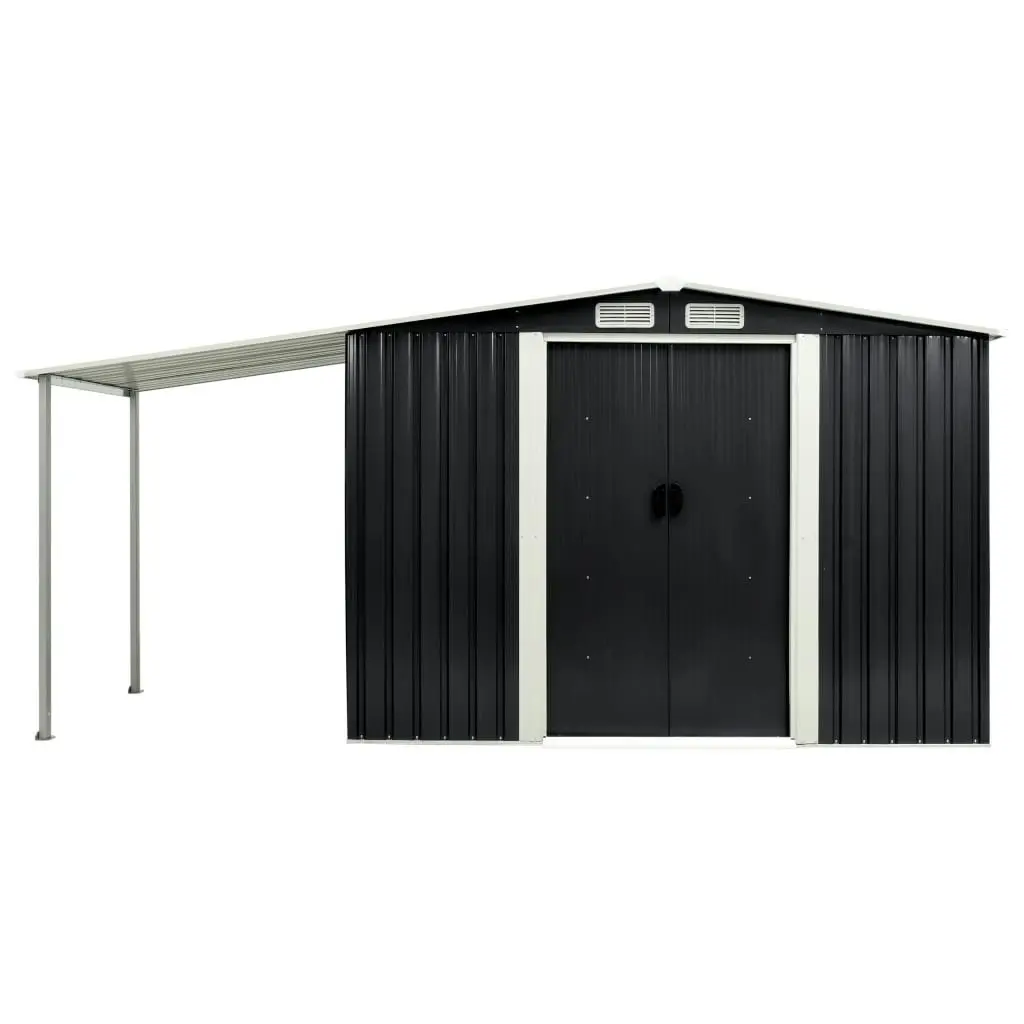 Garden Shed with Sliding Doors Anthracite 386x131x178 cm Steel 144026