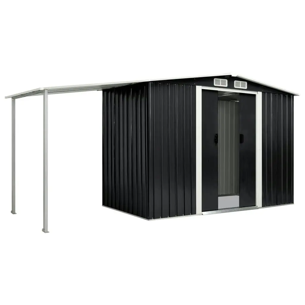 Garden Shed with Sliding Doors Anthracite 386x131x178 cm Steel 144026