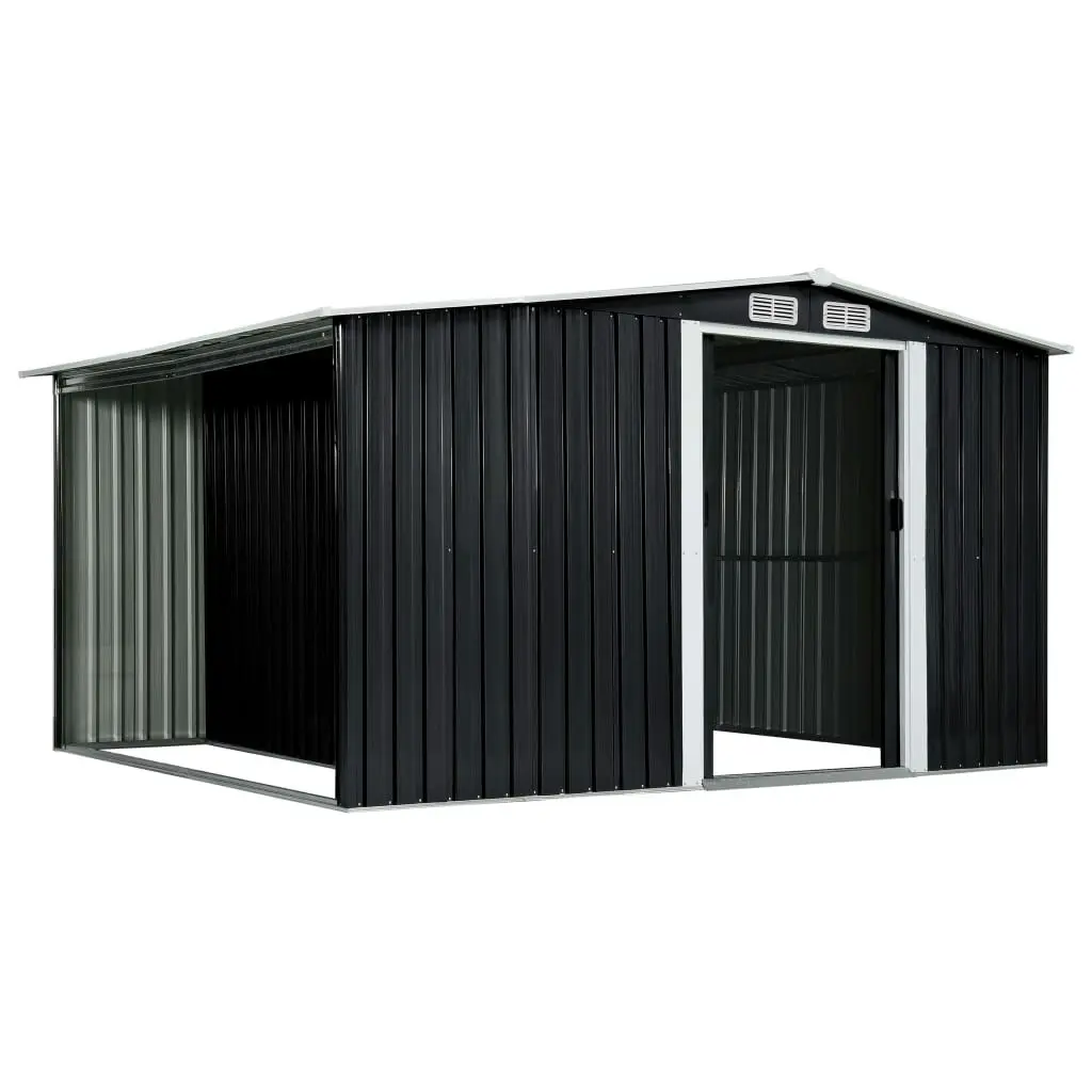 Garden Shed with Sliding Doors Anthracite 329.5x205x178 cm Steel 144020