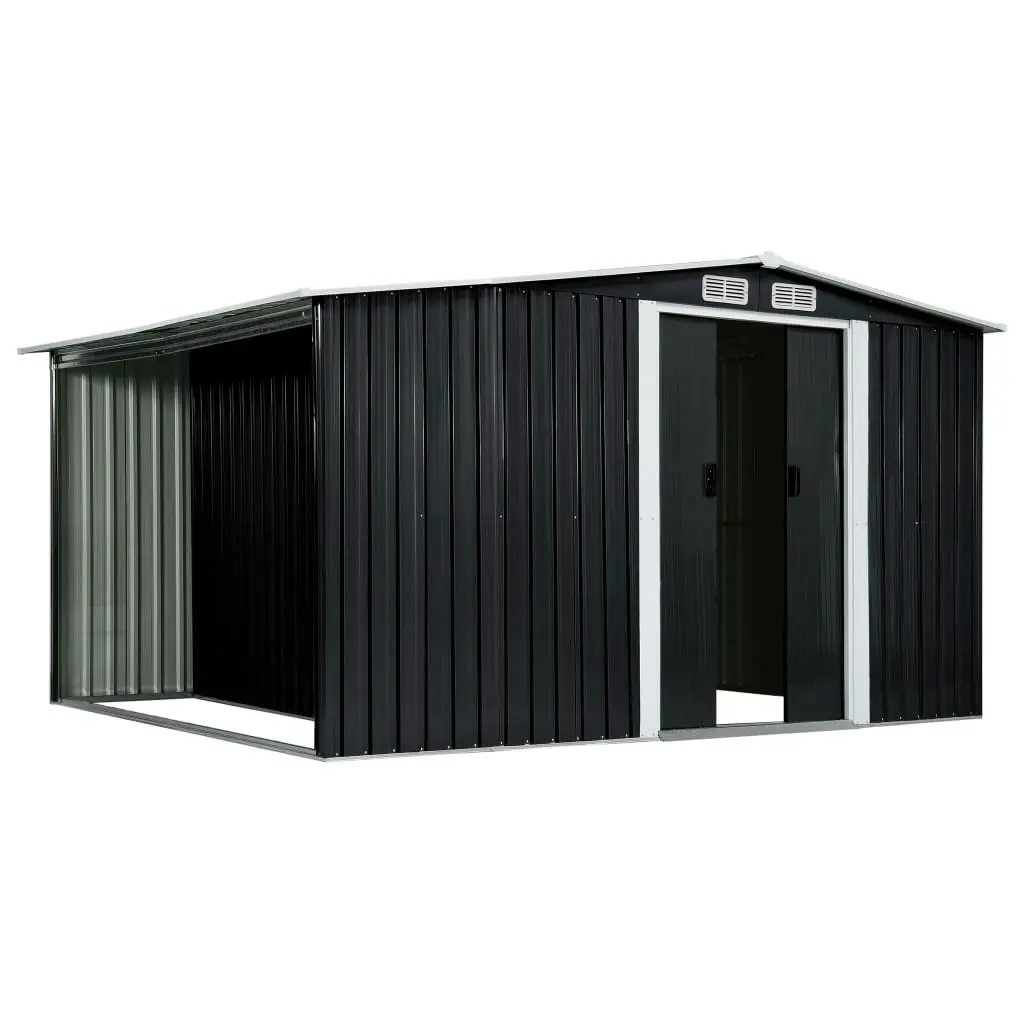 Garden Shed with Sliding Doors Anthracite 329.5x205x178 cm Steel 144020