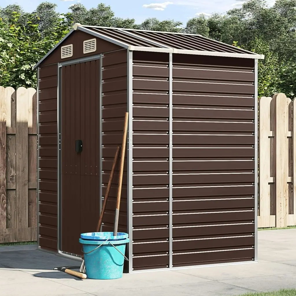 Garden Shed Brown 191x130x198 cm Galvanised Steel 3188264