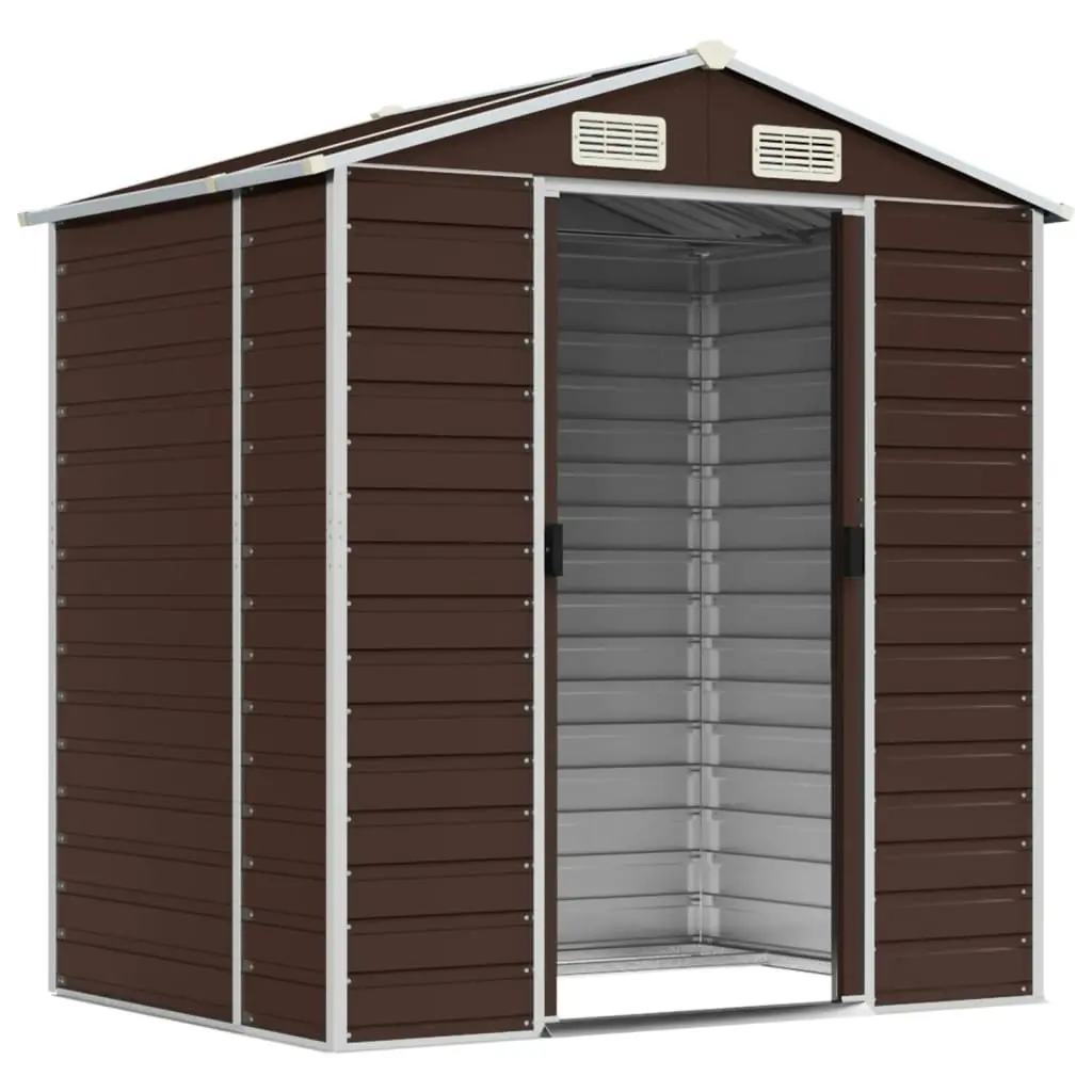 Garden Shed Brown 191x130x198 cm Galvanised Steel 3188264