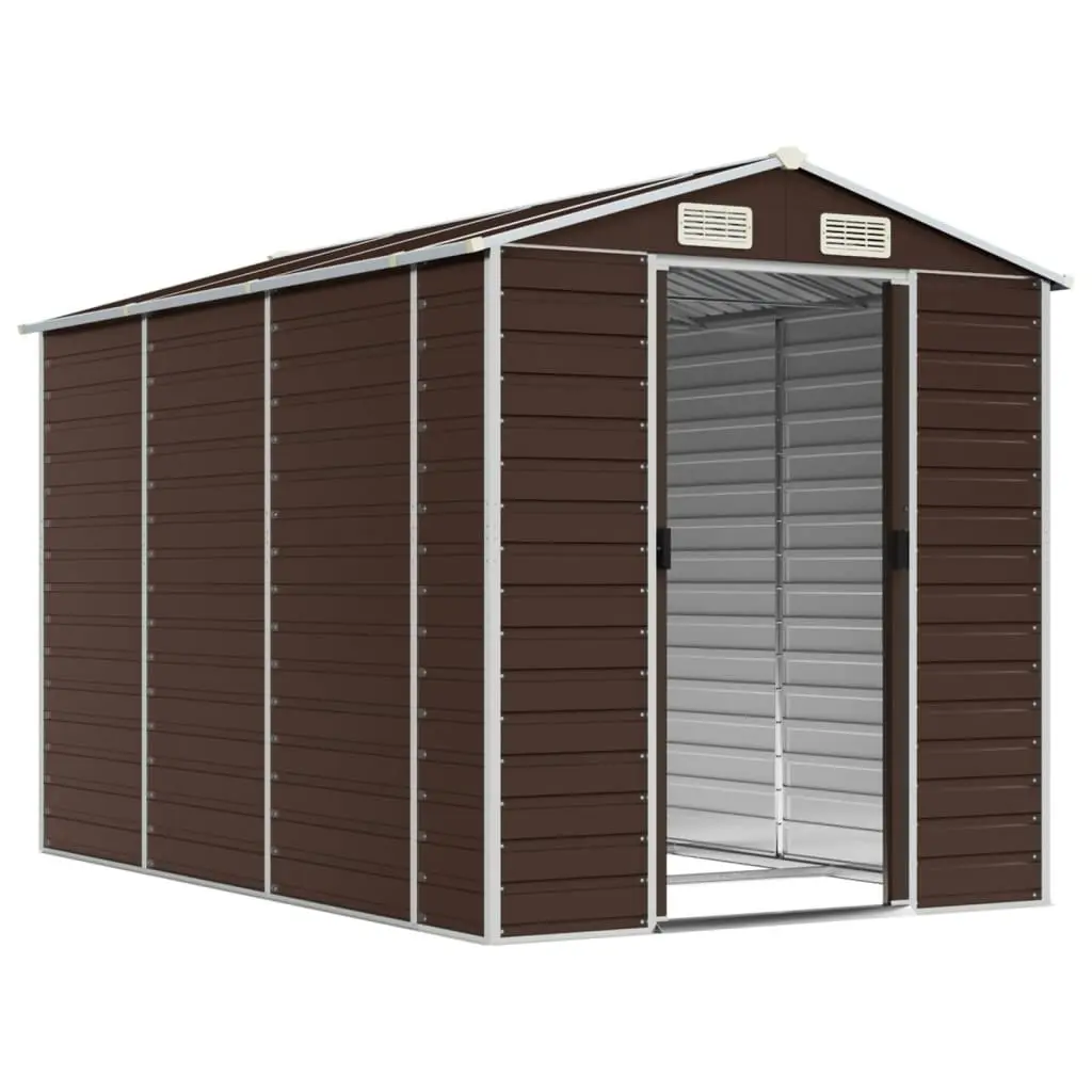 Garden Shed Brown 191x300x198 cm Galvanised Steel 3188266