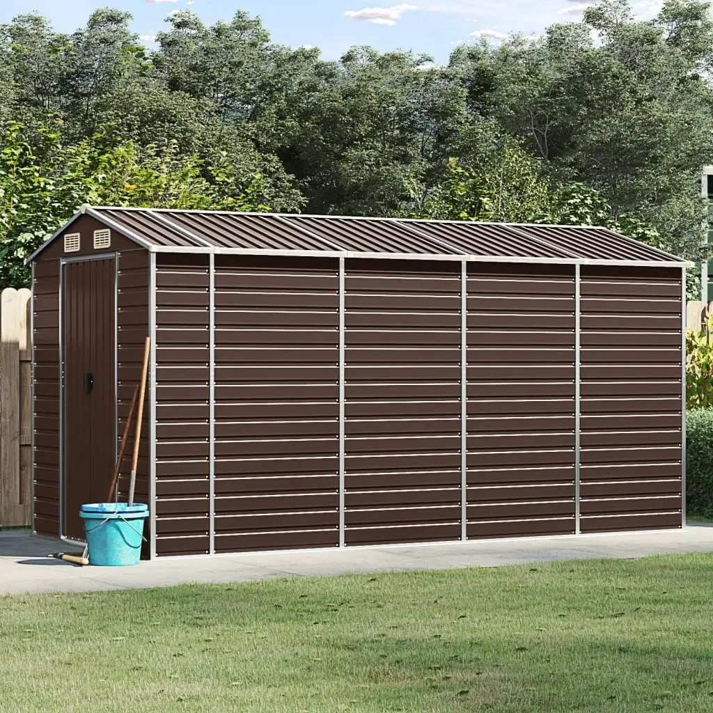 Garden Shed Brown 191x385x198 cm Galvanised Steel 3188267