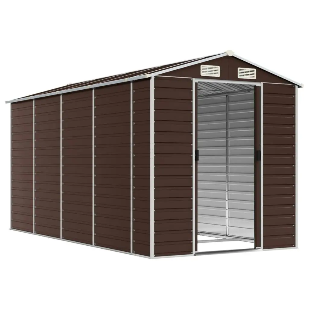 Garden Shed Brown 191x385x198 cm Galvanised Steel 3188267