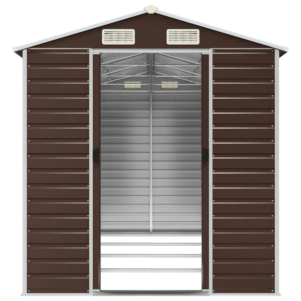 Garden Shed Brown 191x385x198 cm Galvanised Steel 3188267