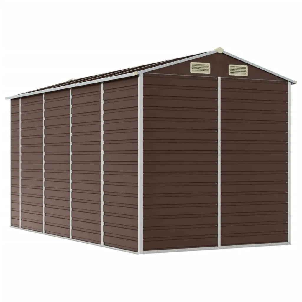 Garden Shed Brown 191x385x198 cm Galvanised Steel 3188267