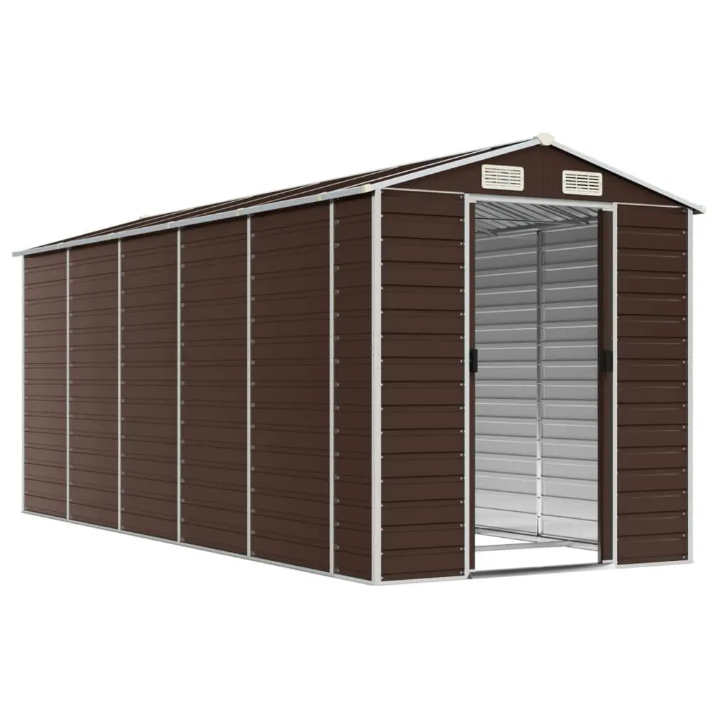 Garden Shed Brown 191x470x198 cm Galvanised Steel 3188268