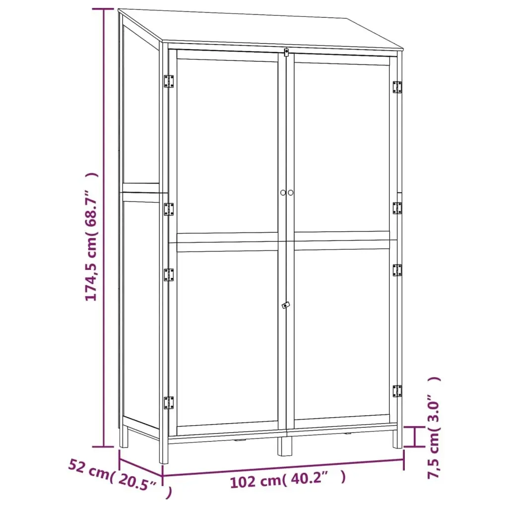 Garden Shed Anthracite 102x52x174.5 cm Solid Wood Fir 152192