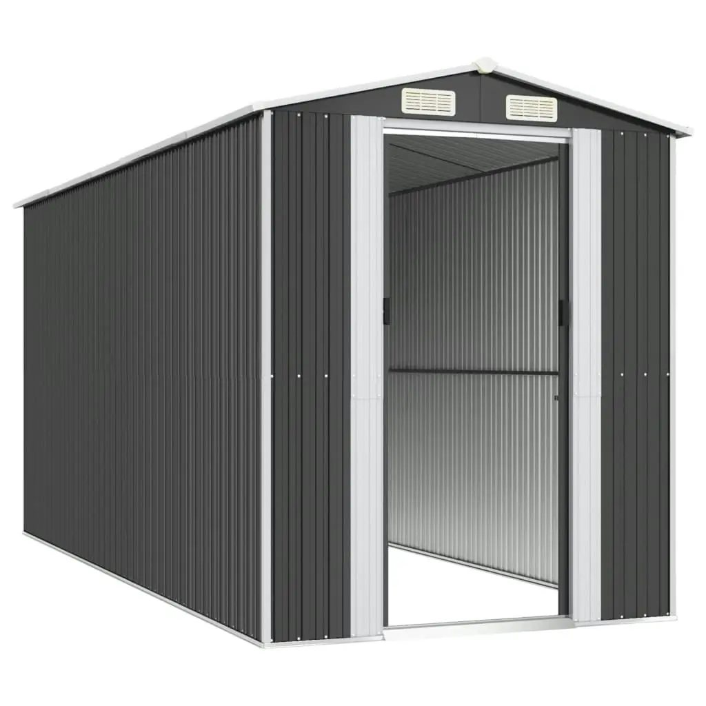 Garden Shed Anthracite 192x440x223 cm Galvanised Steel 3147452