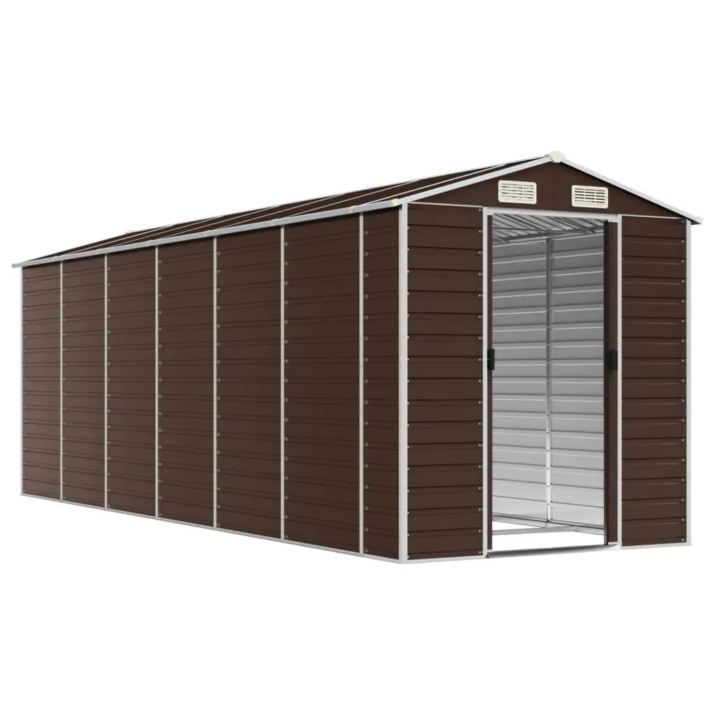 Garden Shed Brown 191x555x198 cm Galvanised Steel 3188269