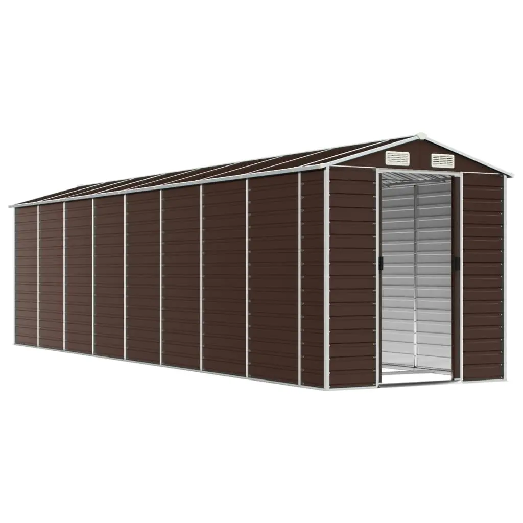 Garden Shed Brown 191x725x198 cm Galvanised Steel 3188271