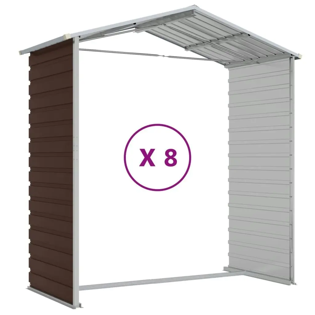 Garden Shed Brown 191x725x198 cm Galvanised Steel 3188271