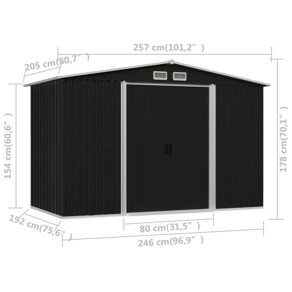 Garden Storage Shed Anthracite Steel 257x205x178 cm 47030